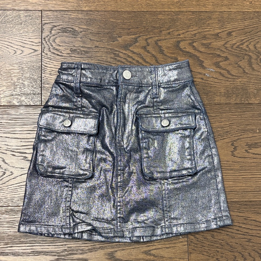 GAP Shimmering Silver/navy blue Mini Skirt girls 7 slim